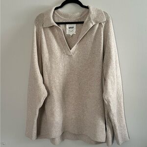 Aerie unREAL Polo Sweater | Heather Fawn | Size XL